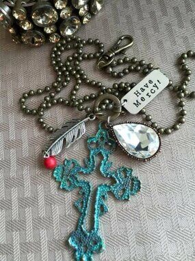 Plunder Design Nellie Have Mercy Cross Necklace